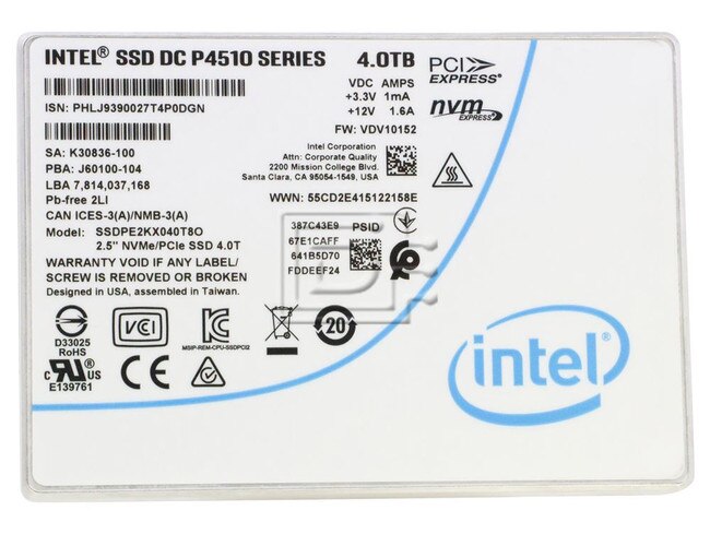 INTEL SSDPE2KX040T801 PCIe NVMe Solid State Drive Image 1 image