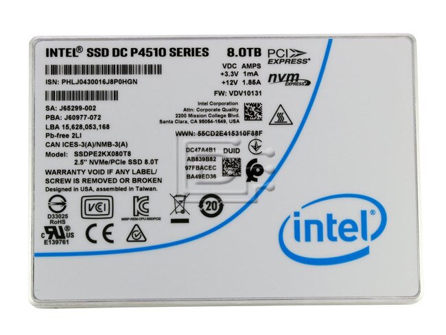 INTEL SSDPE2KX080T801 PCIe NVMe Solid State Drive image 2