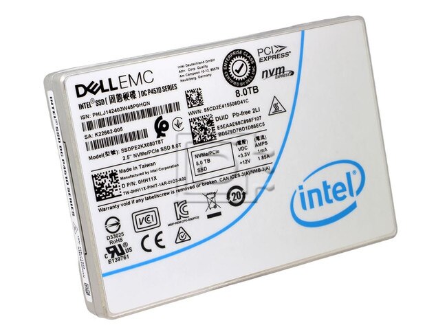 INTEL SSDPE2KX080T8T HH11X 0HH11X 8TB 7.68TB U.2 NVMe PCIe SSD P4510 Image 1 image