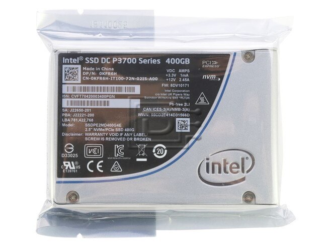 Intel SSDPE2MD400G4 SSDPE2MD400G4E / Dell 0KFR6H 400GB 2.5" DC P3700 Series PCIe NVMe 3.0