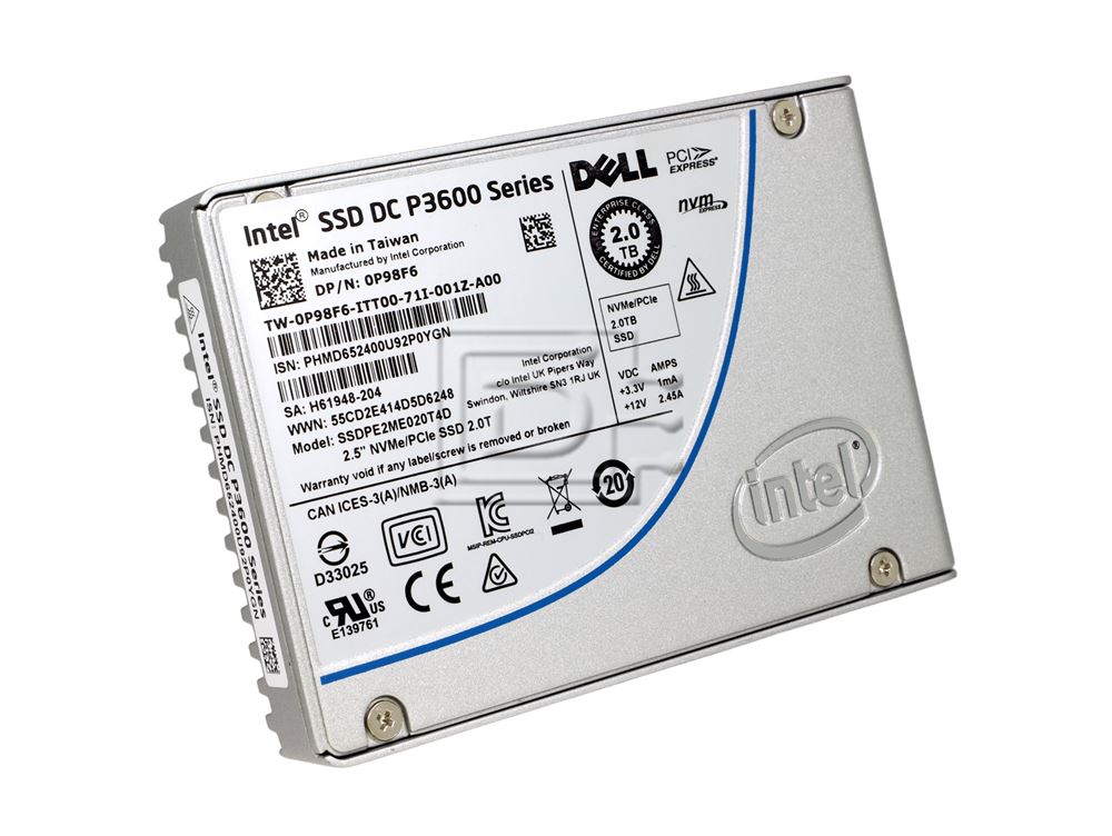 INTEL SSDPE2ME020T4D P98F6 0P98F6 2TB U.2 PCIE Gen3 Mixed Use NVME SSD Solid State Drive Image 1 image