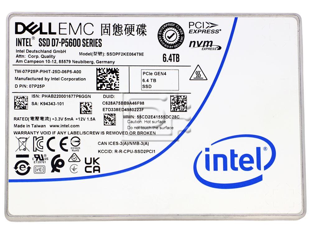 INTEL SSDPF2KE064T9E 7P25P 07P25P PCIe 6.4TB PCIe Gen4 U.2 NVMe Solid State Drive Image 2 image