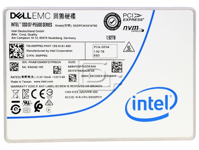 INTEL SSDPF2KX019T9E WPP9G 0WPP9G 1.92 U.2 PCIe 4.0 Gen4 Read RI SSD Image 2 image