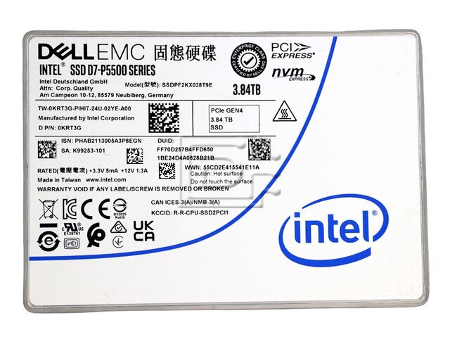 INTEL SSDPF2KX038T9E KRT3G 0KRT3G 3.84TB PCIe NVMe Solid State Drive Image 2 image