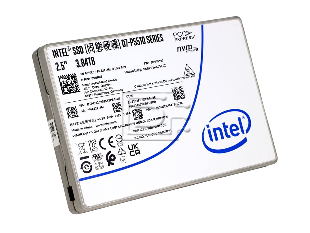 INTEL SSDPF2KX038TZ 9NR07 09NR07 D7-P5510 3.84TB PCIe 4.0x4 NVMe U.2 Solid State Drive SSD Image 1 image