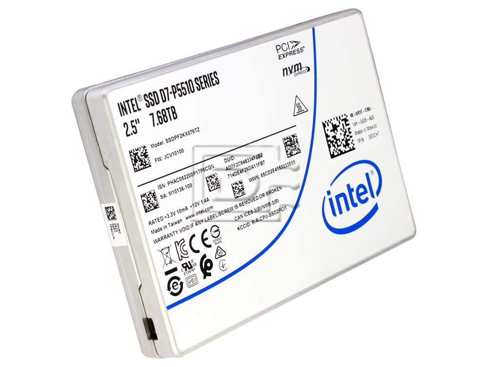 Toshiba SSDPF2KX076TZ 6VCHT 06VCHT D7-P5510 7.68TB PCIe 4.0 U.2 NVMe Read Intensive RI SSD Image 1 image