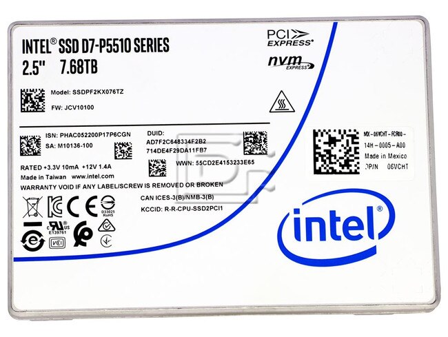 Toshiba SSDPF2KX076TZ 6VCHT 06VCHT D7-P5510 7.68TB PCIe 4.0 U.2 NVMe Read Intensive RI SSD Image 2 image