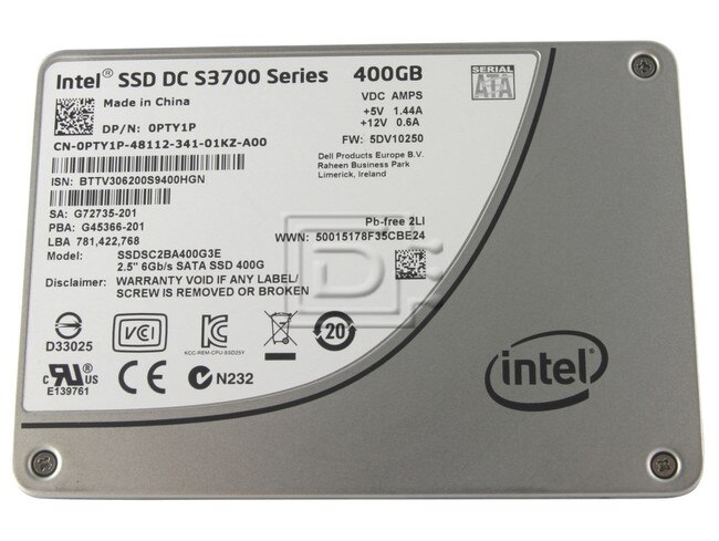 INTEL SSDSC2BA400G3 524F4 SSDSC2BA400G3T SSDSC2BA400G3E 6XJ05 06XJ05 0PTY1P PTY1P SSDSC2BA400G SSDSC2BA400G301 SSDSC2BA400G3 SATA 2.5" SSD Solid State Hard Drive image 1