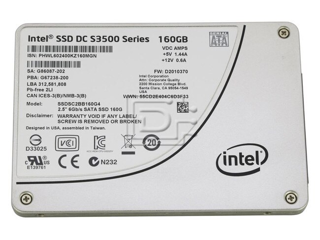 Intel SSDSA2BW160G3L Disque dur interne SSD pour ordinateur portable  45N8138 45N8057 45N8122 2,5 160 Go SATA 5400 tr/min SDD : :  Électronique