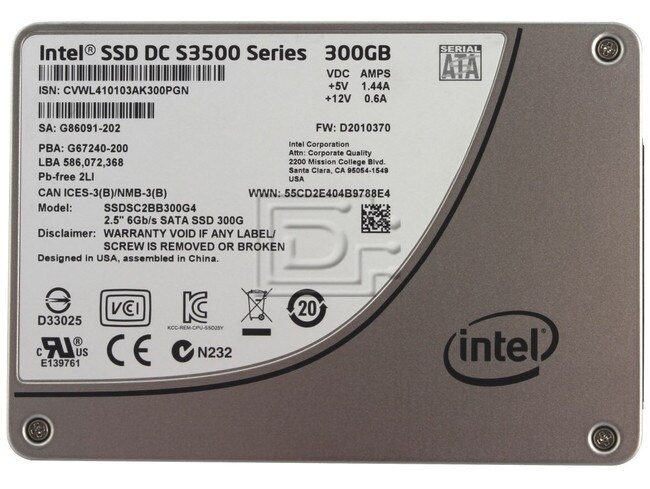 INTEL SSDSC2BB300G401 SSDSC2BB300G4 SATA MLC SSD Image 1 image
