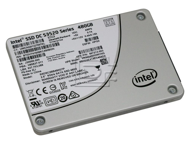 INTEL SSDSC2BB480G7P SSDSC2BB480G701 867213-003 SSDSC2BB480G7 SATA Solid State Drive image 1