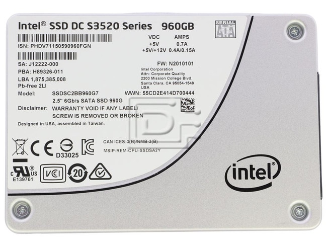 INTEL SSDSC2BB960G701 SSDSC2BB960G710 SSDSC2BB960G7 960GB SATA SSD INTEL Image 1 image