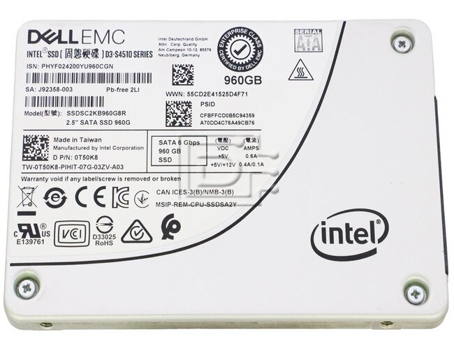 INTEL SSDSC2KB960G8R T50K8 0T50K8 SATA Solid State Drive Image 1 image