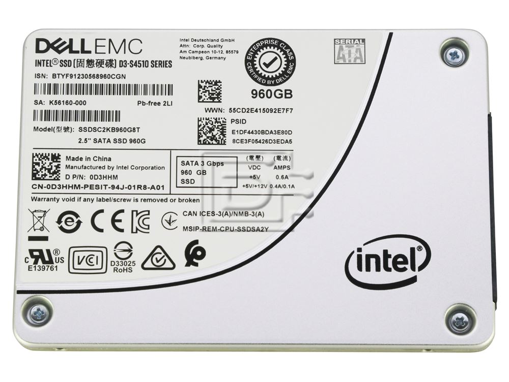 Dc S4500 Series Intel Enterprise Ssd 960gb Dell EMC 0D3HHM D3HHM