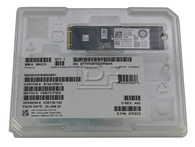 INTEL SSDSCKKB480G8R 7FXC3 07FXC3 SATA Solid State Drive Image 1 image