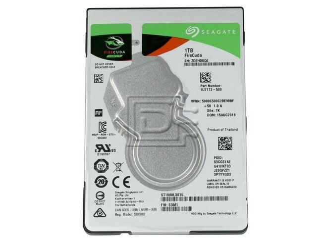 Seagate ST1000LX015 5W8MF 05W8MF 1U7172-030 SATA Hybrid Hard Drive Image 2 image