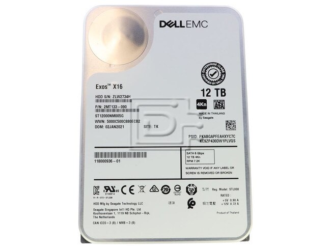 Dell ST12000NM005G 118000936-01 PowerScale Isilon EMC HDD 12TB SATA SED-ISE Image 1 image