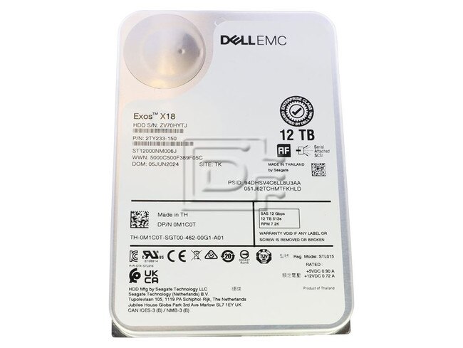 Seagate ST12000NM006J M1C0T 0M1C0T Dell 12TB SAS Hard Drive ME4 / ME5 Image 1 image