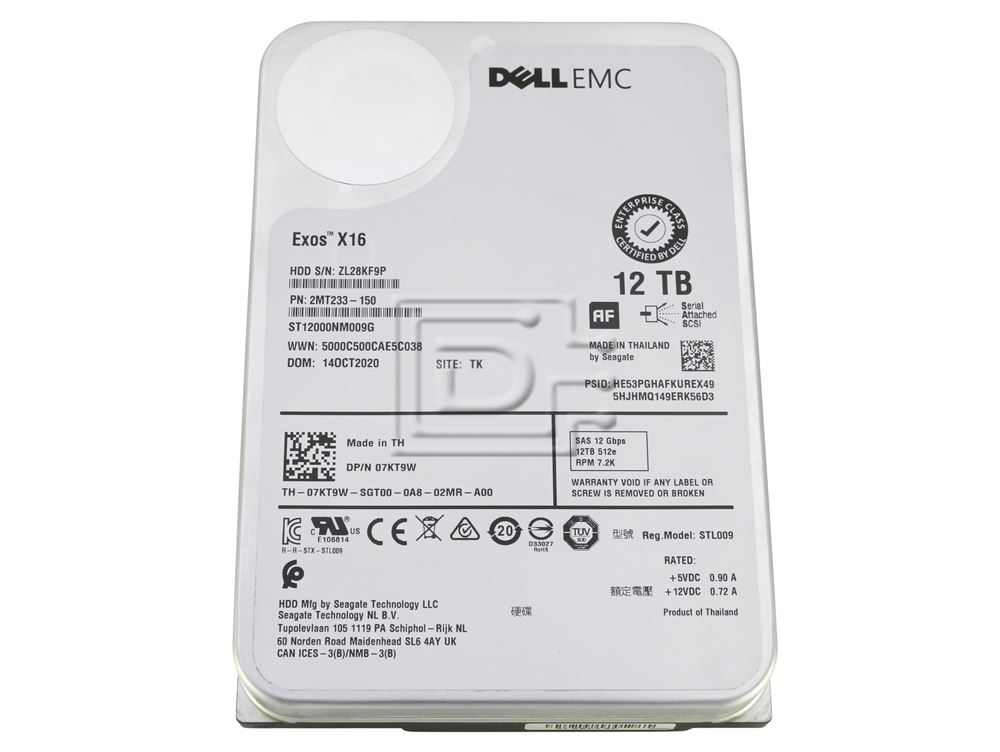 Seagate ST12000NM009G 7KT9W 07KT9W Dell 12TB SAS Hard Drive ME4 / ME5 Image 1 image