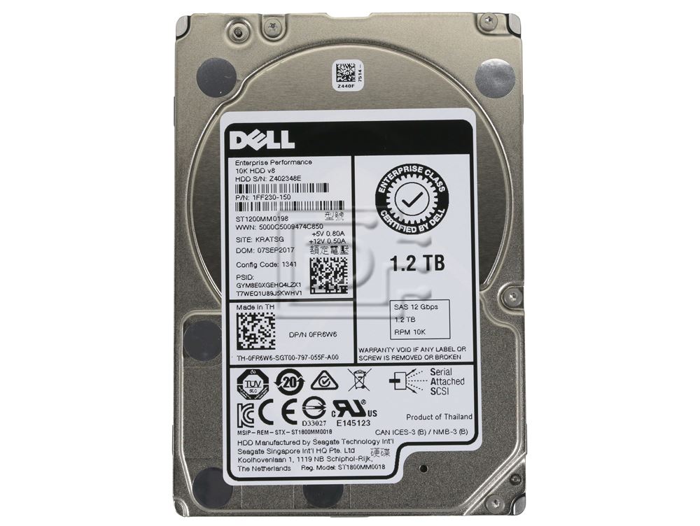 Seagate ST1200MM0198 FR6W6 0FR6W6 1FF230-150 SAS Hard Drive Image 2 image