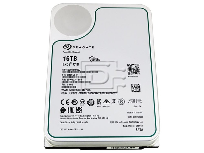 Disque dur 16 TB Seagate Enterprise EXOS X18 HDD SATA ST16000NM001G