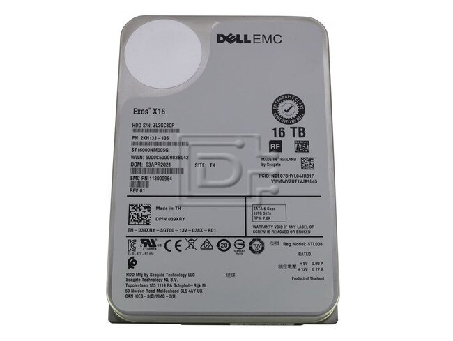 Seagate ST16000NM005G 39XRY 039XRY SATA Hard Disk Drive image 1