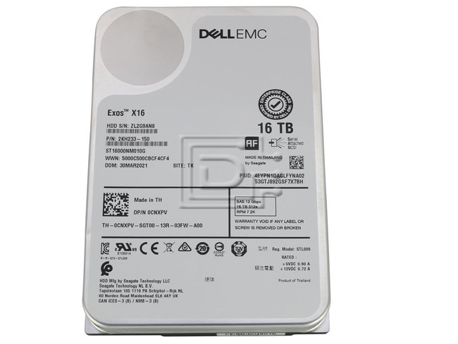 Seagate ST16000NM010G CNXPV 0CNXPV 2KH233-150 JGXRK 0JGXRK Dell 16TB SAS Hard Drive ME4 / ME5 Image 1 image