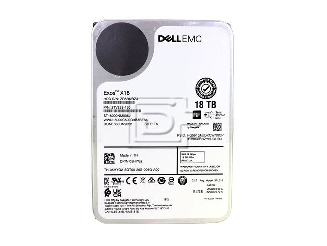 Seagate ST18000NM006J 5HYG2 05HYG2 18TB SAS 12Gbps 521e 7.2K Exos X18 HDD PowerVault ME4 ME5 Image 2 image
