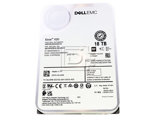 Seagate ST18000NM007D 0J4R9 00J4R9 3DL233-150 Dell 18TB SAS Hard Drive Exos X20 Image 2 image