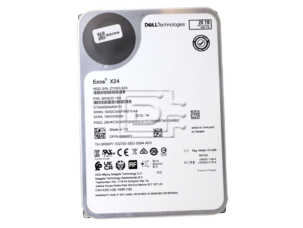 Seagate ST20000NM007H R5KP7 0R5KP7 3KV233-150 Dell 20TB SAS Hard Drive Image 2 image