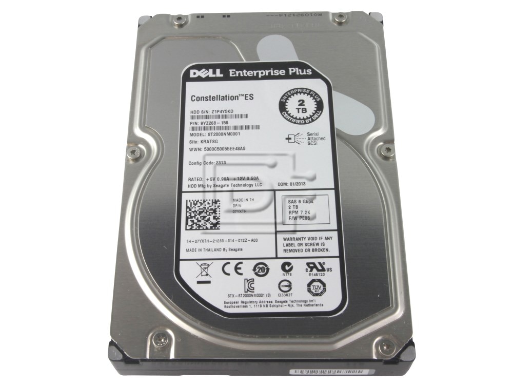 Seagate ST2000NM0001 7WV9W 07WV9W 7YXTH 07YXTH 9YZ268-158 Dell Enterprise Plus SAS Hard Drive Image 1 image