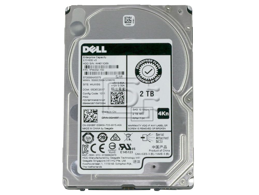 Seagate ST2000NX0373 GH86F 0GH86F 1FM232-150 SAS Hard Drive Image 2 image