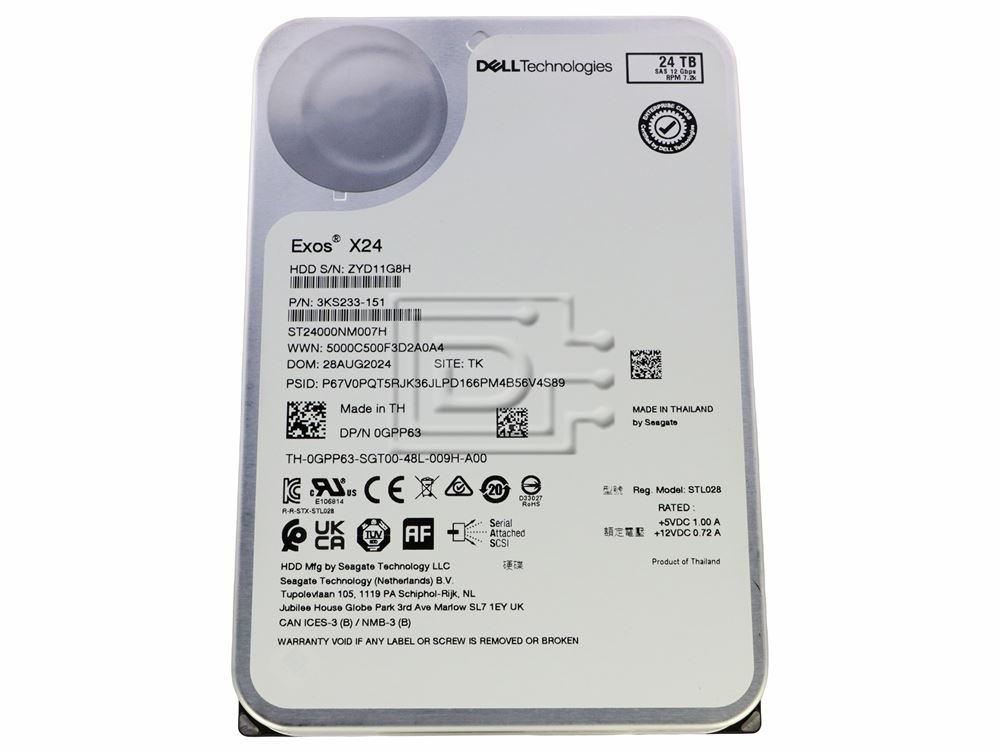 Seagate ST24000NM007H GPP63 0GPP63 3KS233-151 Dell 24TB SAS Hard Drive ME5 Image 1 image