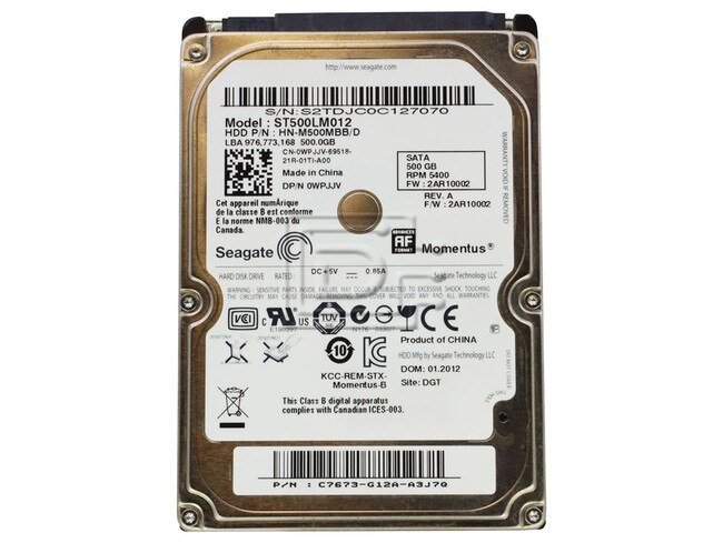 Seagate ST500LM012 0WPJJV WPJJV 0XHWG0 XHWG0 Laptop Mobile SATA Hard Drive Hybrid SSD Image 1 image