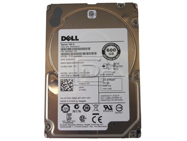 Seagate ST600MM0006 7YX58 07YX58 9WG066-150 600GB Seagate SAS Hard Drives 10K SFF image 1
