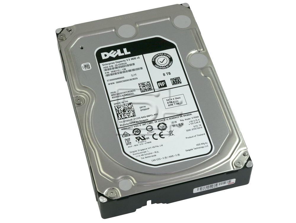 Dell Enterprise T05HP Seagate ST8000NM0055 8TB 3.5 6GBPS 7.2K RPM SATA HD 