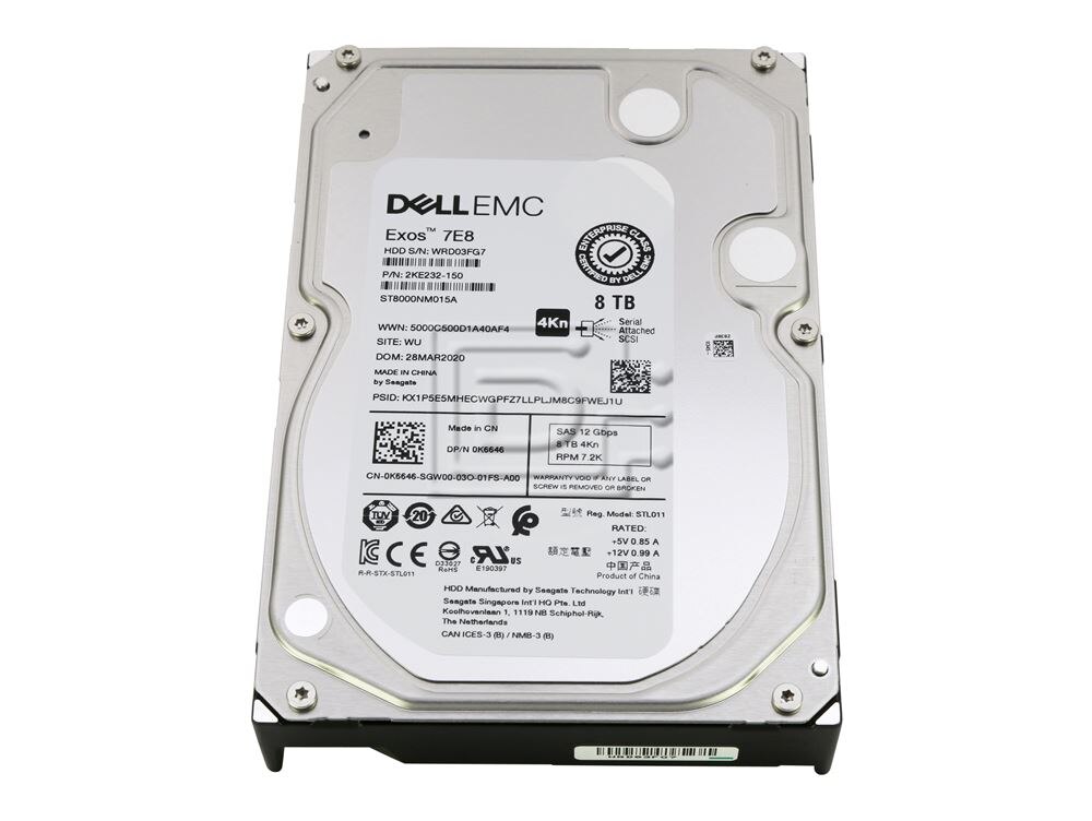 Dell K6646 / Seagate Exos 7E8 ST8000NM015A 8TB LFF / Large