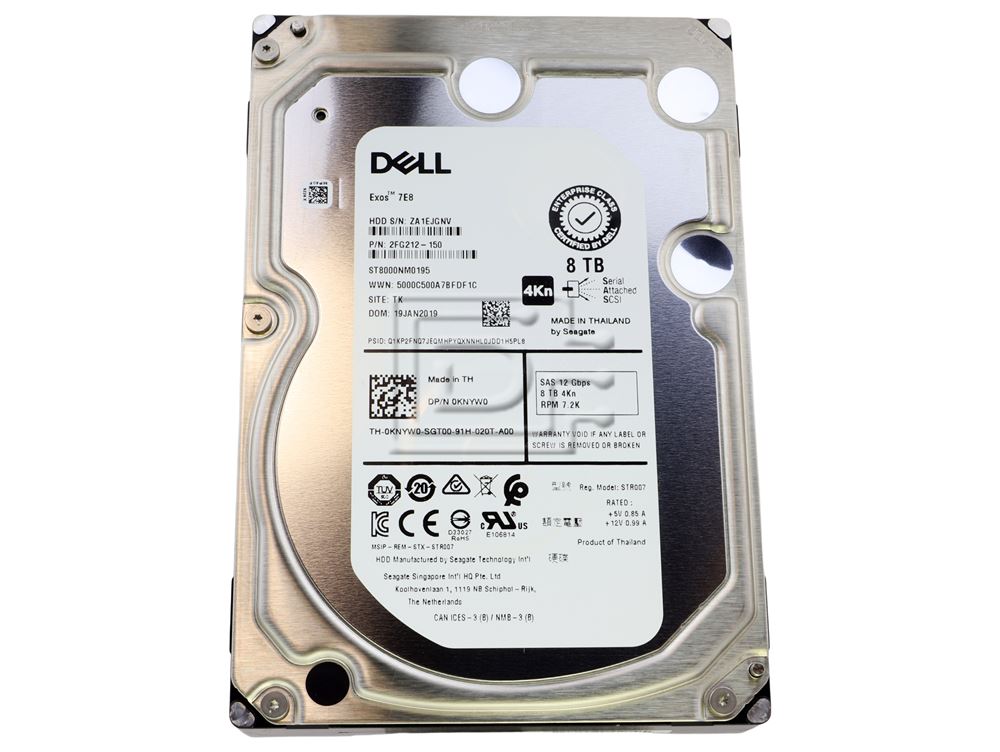 Seagate ST8000NM0195 KNYW0 0KNYW0 2FG212-150 8TB 4Kn SAS 12Gbps Hard Drives Image 2 image