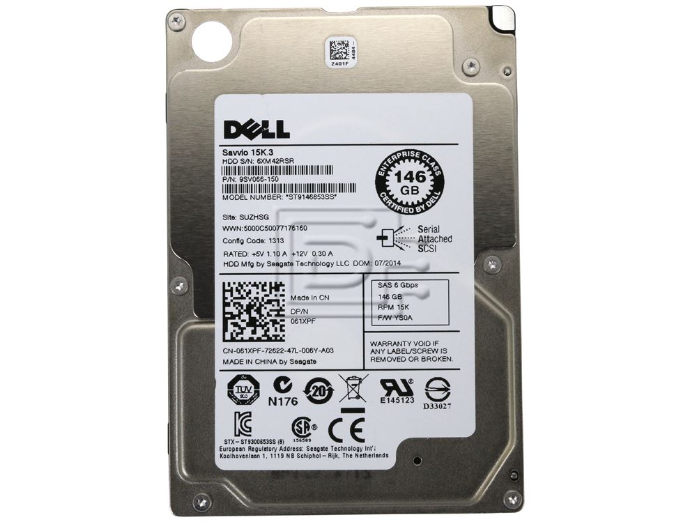 Dell Seagate 61XPF 146GB 15000RPM 2.5" SAS Hard Drive ST9146853SS 