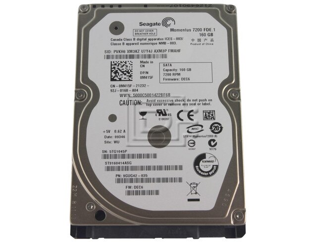 Seagate ST9160414ASG M415F 0M415F 160GB Laptop SATA Hard Drive image 1