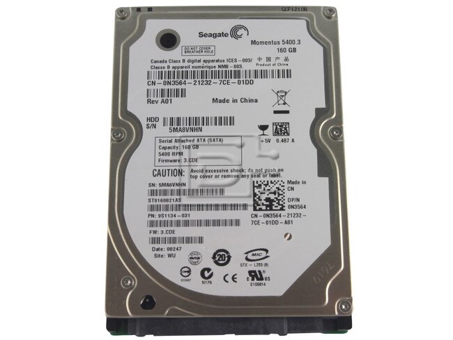 Seagate ST9160821AS N3564 0N3564 9S1134-140 SATA Hard Drive image 1