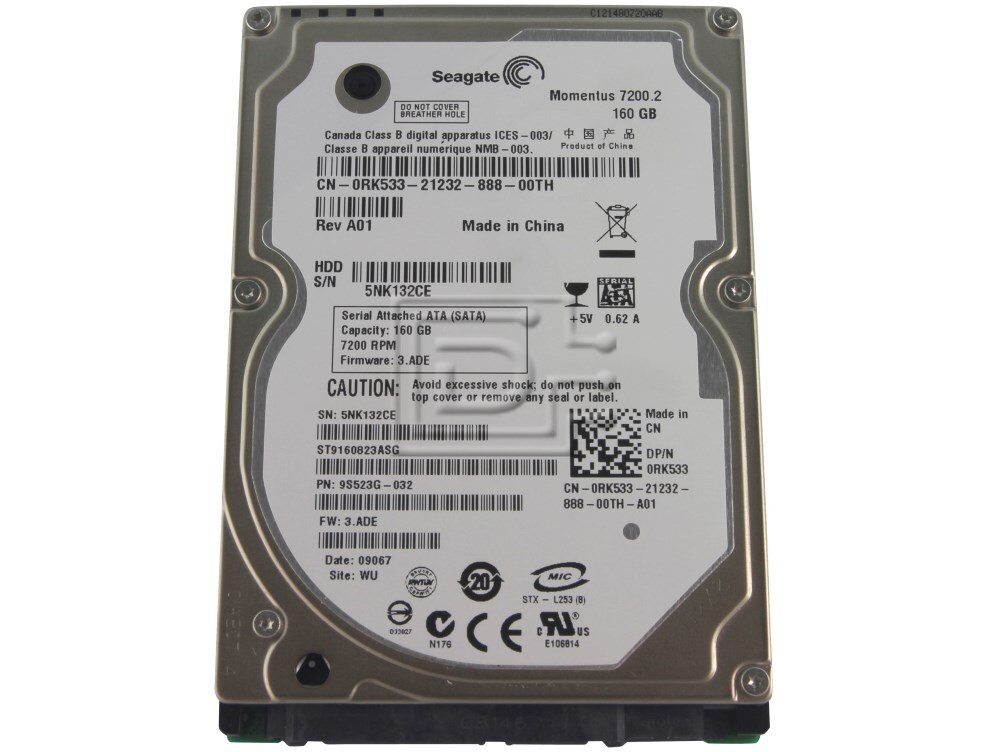 Seagate (シーゲイト) NAS HDD 14TB 3台目 Dell RK533 / Seagate ST9160823ASG 2.5-inch SATA Hard Drive