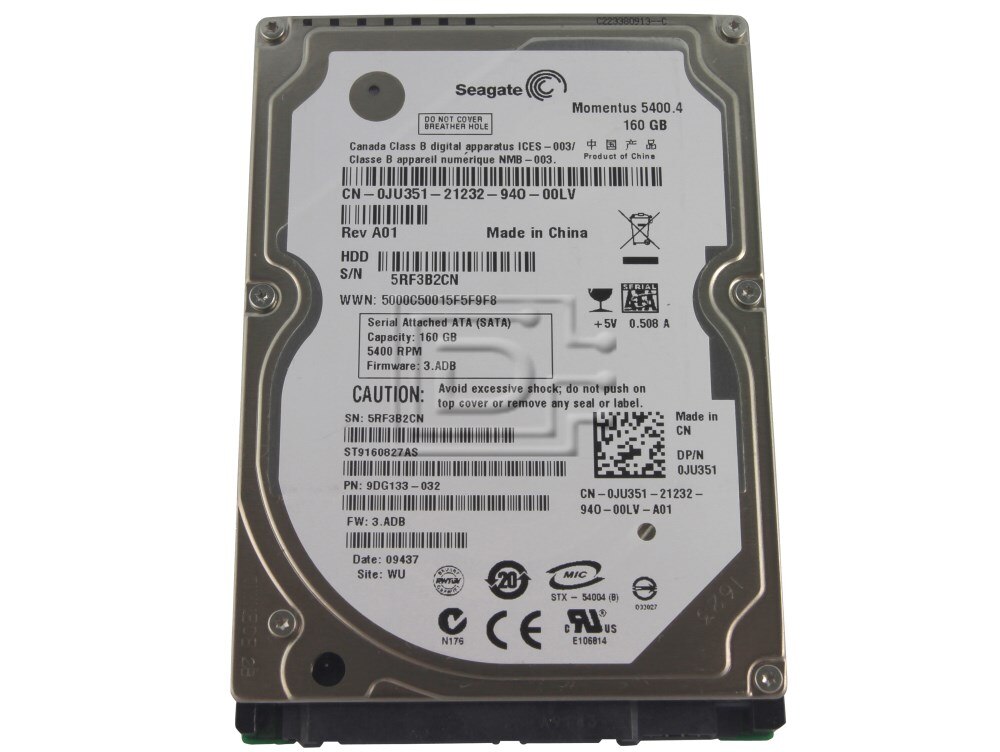Seagate ST9160827AS JU351 0JU351 SATA Hard Drive Image 1 image