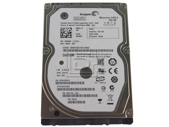 Seagate ST9250320AS K680F 0K680F SATA Hard Drive Image 1 image