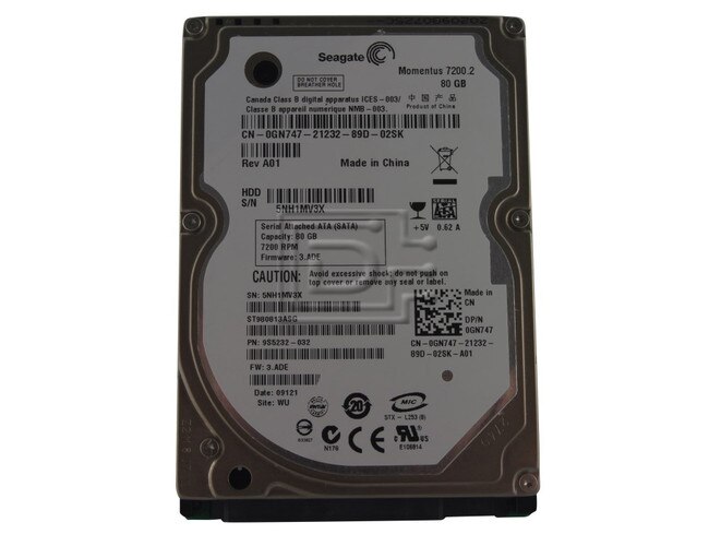 Seagate ST980813ASG 0GN747 GN747 SATA Hard Drive image 1