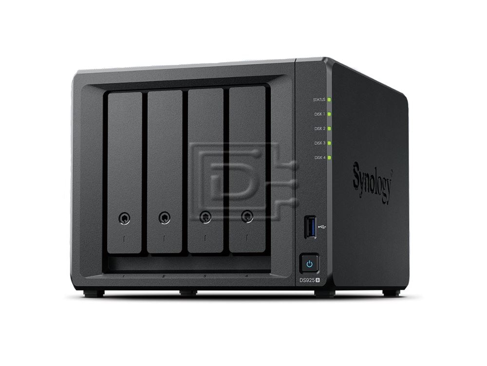 Synology 16TB DiskStation DS925+ 4-bay SATA NAS Server 4x 4TB Synology Plus SATA HDDs 32GB RAM 1TB (2x 500GB) NVMe Cache SSDs