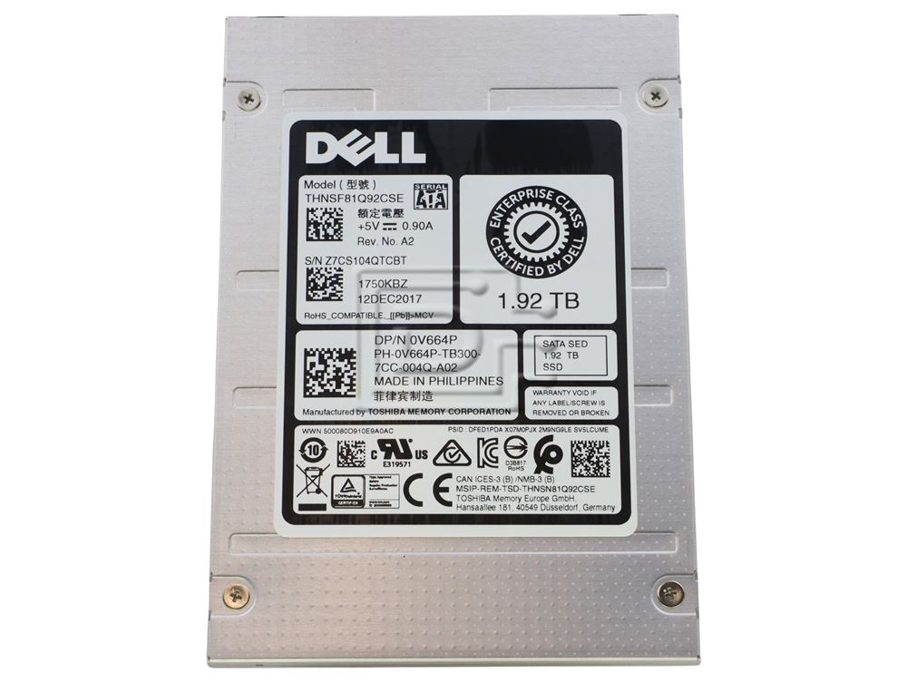 Toshiba THNSF81Q92CSE V664P 0V664P 1.92TB 2.5 SSD SATA Image 1 image