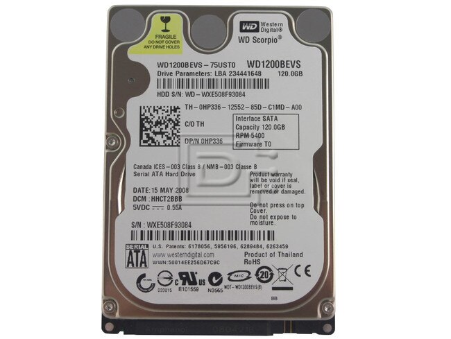 Western Digital WD1200BEVS HP336 0HP336 2.5" IDE Hard Drive Image 1 image