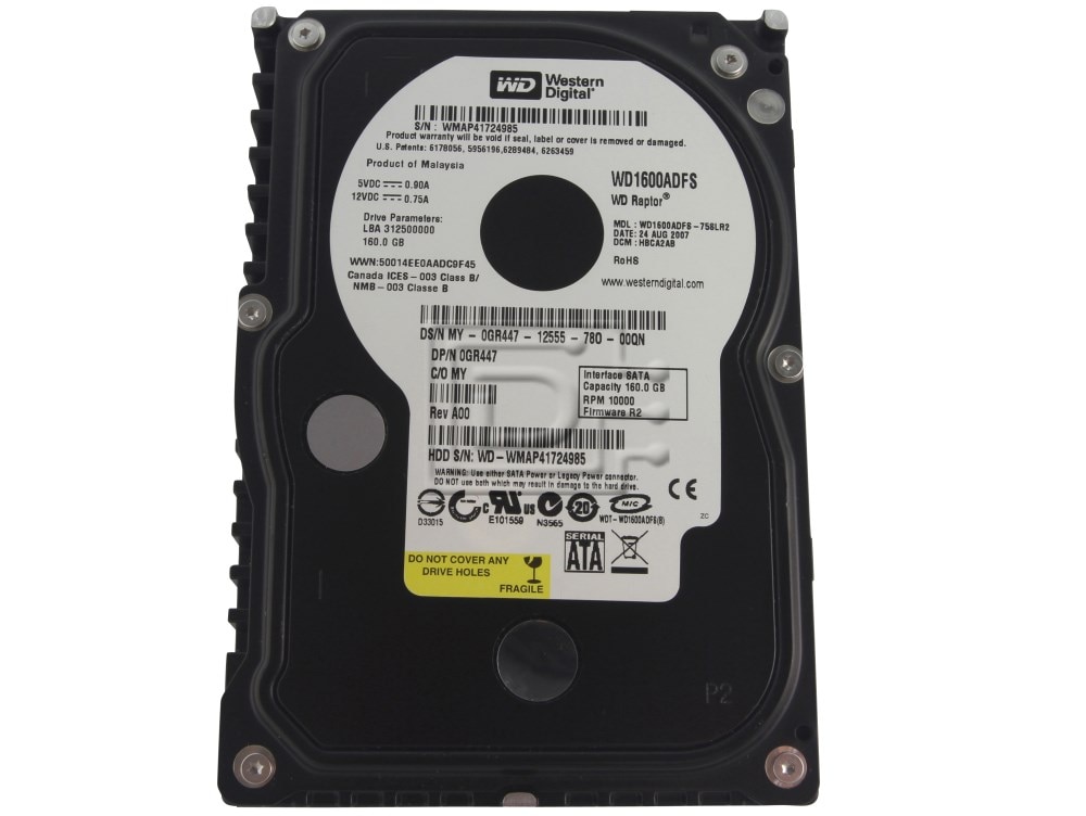Western Digital WD1600ADFS 0GR447 GR447 Raptor SATA Hard Drive Image 1 image