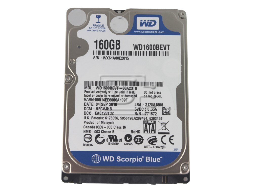 Western Digital Scorpio Blue WD1600BEVT 160GB 2.5/" SATA II Laptop Hard Drive